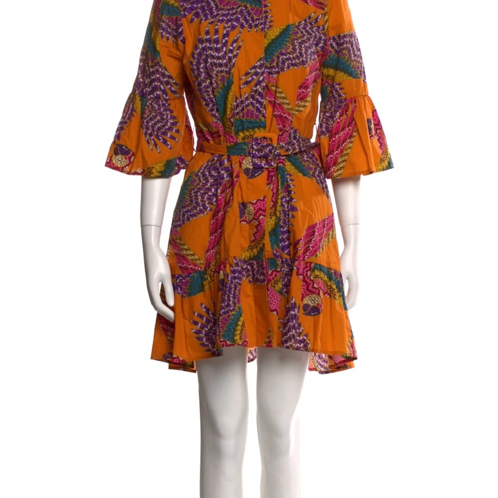 FARM Rio Macaws Orange Bell Sleeve Sundress